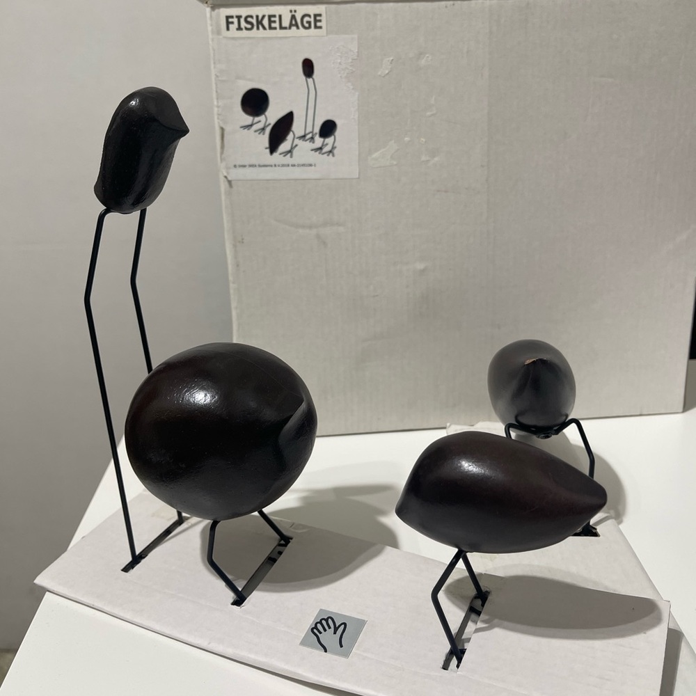 FISKELAGE Dark Wood & Metal BIRD Black Brown Minimalist Modern Figures IKEA - Picture 4 of 5